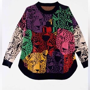 FARM Rio Mixed Midnight Leopards Sweater
